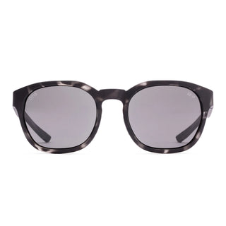 Otis Eyewear Offset Sport sunglasses in Matte Slate Tort with L.I.T Polar Grey mineral glass lenses, Italian-made Eco-Grilamid ultra-lightweight frame with increased pantoscopic tilt, subtle side blinders, integrated nose pads and temple tips, hand-painted finish, 52-20-127mm sizing