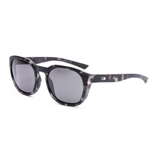 Otis Eyewear Offset Sport sunglasses in Matte Slate Tort with L.I.T Polar Grey mineral glass lenses, Italian-made Eco-Grilamid ultra-lightweight frame with increased pantoscopic tilt, subtle side blinders, integrated nose pads and temple tips, hand-painted finish, 52-20-127mm sizing