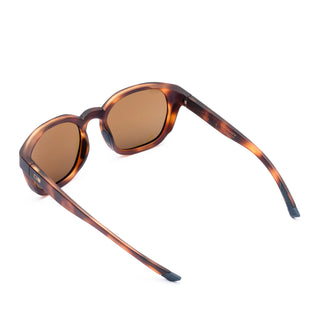 Otis Eyewear Offset Sport sunglasses in Matte Amberwood Tort with Brown Polar mineral glass lenses, Italian-made Eco-Grilamid ultra-lightweight frame with increased pantoscopic tilt, subtle side blinders, integrated nose pads and temple tips, hand-painted finish