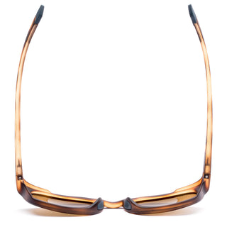 Otis Eyewear Offset Sport sunglasses in Matte Amberwood Tort with Brown Polar mineral glass lenses, Italian-made Eco-Grilamid ultra-lightweight frame with increased pantoscopic tilt, subtle side blinders, integrated nose pads and temple tips, hand-painted finish
