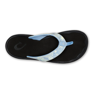 Olukai 'Ohana Beach Sandal in Pale Blue/Black with water-resistant and cushioned design for ultimate comfort.