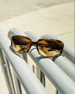 Crap Eyewear Stone Echo in Sand Bio/Golden Brown Gradient — bioacetate fashion wraparound, CR-39 lenses, 100% UV protection, spring hinges, wire cores, Rx-ready