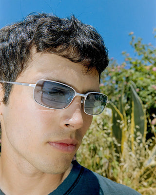 Crap Eyewear Infinite Bloom Sunglasses - Matte Chrome Frost Bio/Blue Gradient