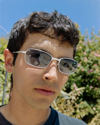 Crap Eyewear Infinite Bloom Sunglasses - Matte Chrome Frost Bio/Blue Gradient