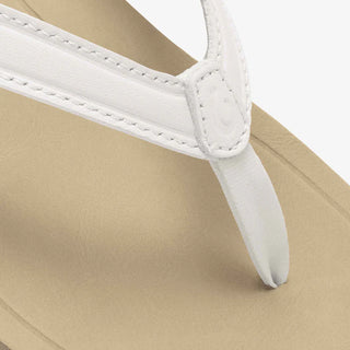 OluKai Southshore Sandals in Bright White/Warm Sand - women's waterproof leather sandals with Wet Grip Rubber® outsole and soft footbed