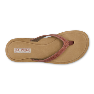 OluKai Women's Southshore Sandal in Dusty Pink Coral/Golden Sand — waterproof full-grain leather straps, soft cushioned footbed, Wet Grip Rubber® outsole, and lightweight durable construction