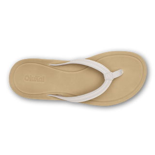 OluKai Southshore Sandals in Bright White/Warm Sand - women's waterproof leather sandals with Wet Grip Rubber® outsole and soft footbed