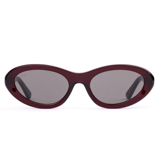 "Otis Eyewear Birdie sunglasses in Eco Berry frame with Neutral Grey lenses — sustainable unisex sunglasses with UV400 protection"