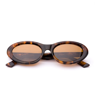 "Otis Eyewear Birdie sunglasses in Eco Sepia Tort frame with Brown lenses — sustainable unisex sunglasses with UV400 protection"