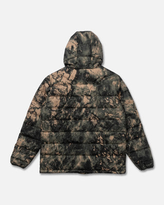 Salty Crew Barrier Insulated Jacket Camo with water-resistant ripstop fabric, insulated hood, and lightweight, packable cold-weather design.