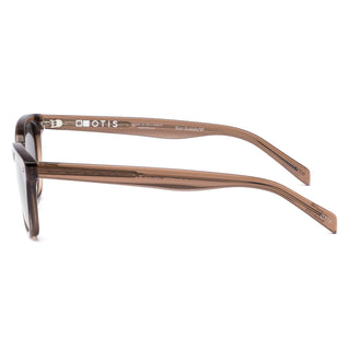 Otis Eyewear Chorus sunglasses in Eco Crystal Birch with Neutral Grey Polar polarized mineral glass lenses, slim wayfarer silhouette handmade eco acetate frame with crystal acetate elevated wire core temples, pin detailing at front, Viscottica hinges, stainless steel screws, 100% UVA UVB protection