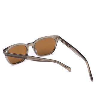Otis Eyewear Chorus sunglasses in Eco Crystal Fern with Brown Polar polarized mineral glass lenses, slim wayfarer silhouette handmade eco acetate frame with crystal acetate elevated wire core temples, pin detailing at front, Viscottica hinges, stainless steel screws, 100% UVA UVB protection