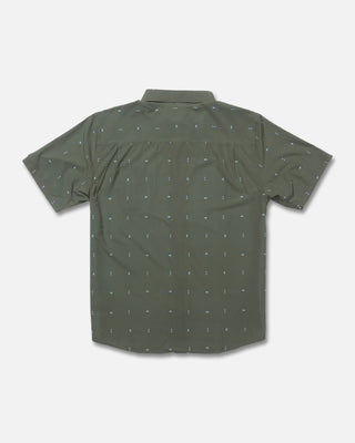 Salty Crew Breezer Perf Button-Up shirt Four Leaf Clover — perforated, stretch, quick-dry, UPF 50+ performance fabric.