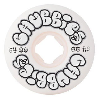 OJ Wheels 54mm Throw Ups Chubbies with super-wide riding surface, 99a hardness, and round radial edges for effortless slides.

