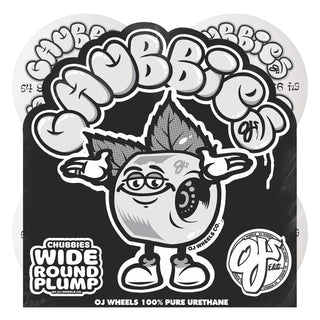 OJ Wheels 54mm Throw Ups Chubbies with super-wide riding surface, 99a hardness, and round radial edges for effortless slides.

