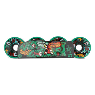 Slime Balls Roskopp Face Two 60mm wheels, 78a soft urethane cruiser wheels with green color and black core.