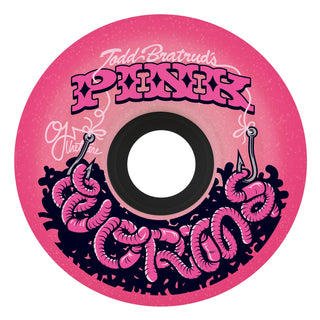 OJ Super Juice Pink Worms 60mm wheels, 78a soft urethane, glitter finish with black core and graphic.