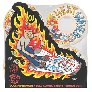 OJ Wheels 56mm Collin Provost Elite Full Combo 99a skateboard wheels — Heat Waves artwork by Sam Hitz on OJ's widest Full Combo shape, set of 4