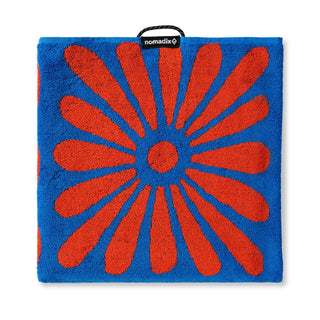 Nomadix Organic Cotton Beach Towel in Big Flowers Stellar Orange — plush, absorbent, Fair Trade Certified™, 100% organic cotton, 30" x 72.5"