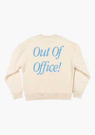 Off-white Duvin Out Of Office crewneck sweater, relaxed fit, ribbed detailing, 85% cotton.