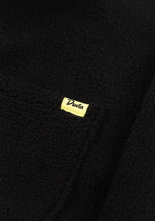 Black Duvin Basics Sherpa Overshirt, mid-weight, cozy relaxed fit, front pockets.