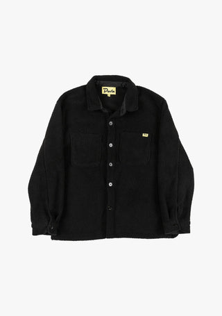 Black Duvin Basics Sherpa Overshirt, mid-weight, cozy relaxed fit, front pockets.