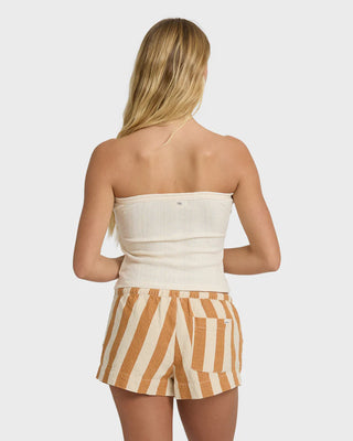 Billabong Talley Tube Top in White Cap - fitted tube top with sweetheart neckline, shirring at center front, and interior shelf bra