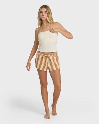Billabong Talley Tube Top in White Cap - fitted tube top with sweetheart neckline, shirring at center front, and interior shelf bra