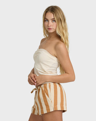 Billabong Talley Tube Top in White Cap - fitted tube top with sweetheart neckline, shirring at center front, and interior shelf bra