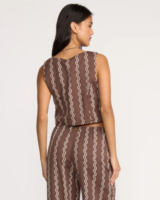 Billabong woven tank in espresso with button front and relaxed fit