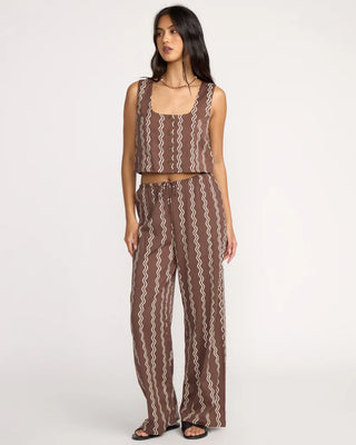 Billabong woven tank in espresso with button front and relaxed fit