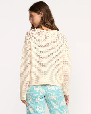 Billabong Daybreak Sweater in Whitecap with wide neckline and relaxed fit