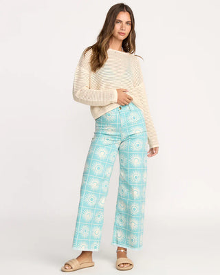 Billabong Daybreak Sweater in Whitecap with wide neckline and relaxed fit