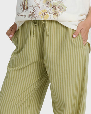 Billabong Another Wave Pant in Cedar - full-length pants with elastic waist, drawcord, and side seam pockets