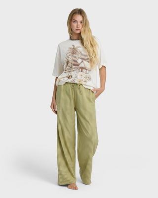 Billabong Another Wave Pant in Cedar - full-length pants with elastic waist, drawcord, and side seam pockets