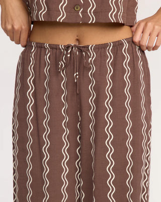 Billabong Another Wave Pants in espresso with drawcord waist and relaxed fit