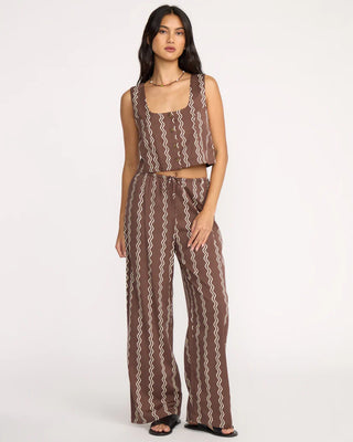 Billabong Another Wave Pants in espresso with drawcord waist and relaxed fit