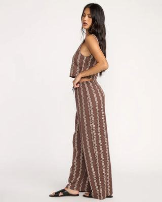 Billabong Another Wave Pants in espresso with drawcord waist and relaxed fit
