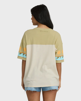 Billabong Split Palm Short Sleeve Tee in White Cap - oversized true boy tee with palm-inspired screen print and garment washed finish