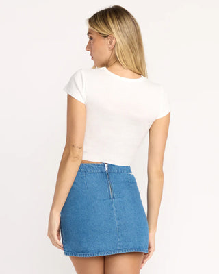 Billabong See You Again Tee in Salt Crystal with snug fit and beachy screen print.