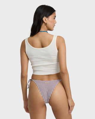 Billabong Wind Drifter Tank in White Cap, snug fit cotton rib tank with scoop neck and screen print.