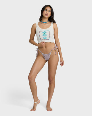 Billabong Wind Drifter Tank in White Cap, snug fit cotton rib tank with scoop neck and screen print.