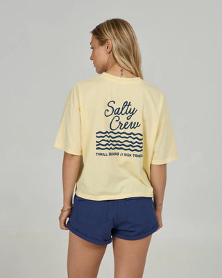 Salty Crew Salty Summer Tee in Sunshine - boxy skimmer tee with 100% cotton jersey and screen print graphics