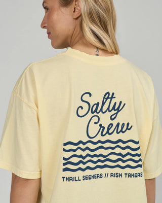 Salty Crew Salty Summer Tee in Sunshine - boxy skimmer tee with 100% cotton jersey and screen print graphics