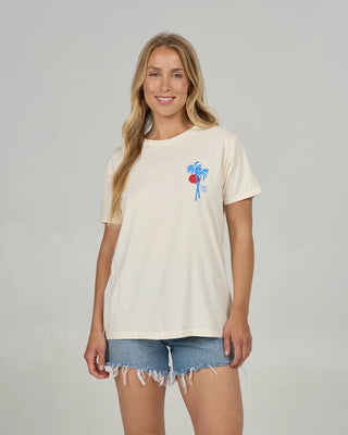 Salty Crew Geo Palm Boyfriend Tee in Off White - relaxed fit short sleeve tee with 100% cotton jersey and screen print graphics