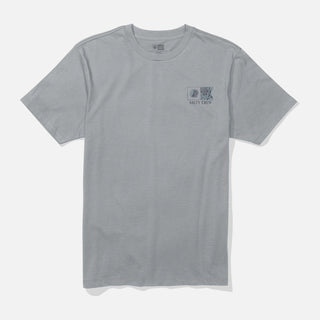 Quarry gray Salty Crew Flagship t-shirt with front and back graphics, premium fit shape, and soft cotton finish.
