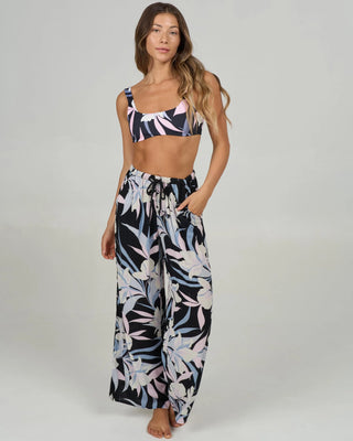 Salty Crew Dreamland Pant in Black - elastic waist beach pant with rope tie drawcord and front trouser pockets