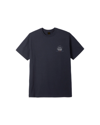 Dark Seas Armada Blended Tee in Heather Navy with nautical-inspired graphic.