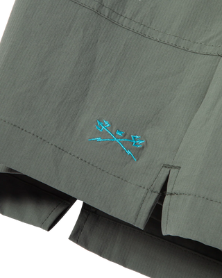 Dark Seas Warwick Camp Short in Green with patch pockets and drawcord waist.

