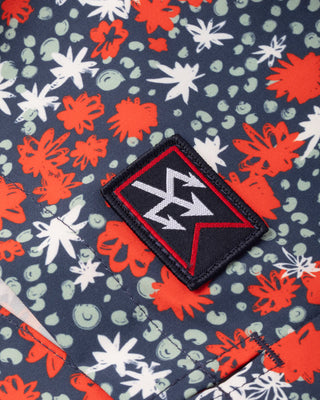 Dark Seas Warwick Short in Navy/Red with elastic waist and volley short fit.
